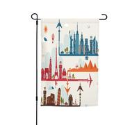 FEYUNYAN Drapeau de jardin double face 45 x 30 cm, drapeaux de jardin de ville de tourisme pour l'extérieur, toutes saisons, bannière décorative d'extérieur pour porche, terrasse, pelouse, drapeaux de
