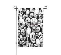 FEYUNYAN Drapeau de jardin double face 45 x 30 cm, drapeaux de jardin en forme de crâne maléfique pour extérieur, toutes saisons, bannière décorative pour porche, terrasse, pelouse, drapeaux de maison