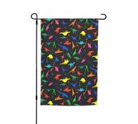 FEYUNYAN Drapeau de jardin double face 45 x 30 cm, jolis drapeaux de jardin dinosaures pour extérieur, toutes saisons, bannière décorative pour porche, terrasse, pelouse, drapeaux de maison en