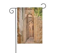 FEYUNYAN Drapeaux de jardin double face 45 x 30 cm, architecture rues maisons, décoration extérieure vibrante pour terrasse, pelouse, drapeau en polyester durable, bannière décorative résistante aux