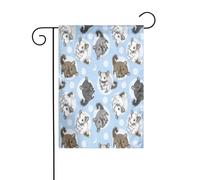 FEYUNYAN Drapeaux de jardin double face 45 x 30 cm, bleu Chinchillas Moon, décoration extérieure vibrante pour terrasse, pelouse, drapeau en polyester durable toutes saisons, bannière décorative pour