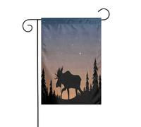 FEYUNYAN Drapeaux de jardin double face 45 x 30 cm, cerf et montagne, décoration extérieure vibrante pour terrasse, pelouse, drapeau en polyester durable, bannière décorative résistante aux
