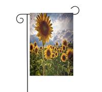 FEYUNYAN Drapeaux de jardin double face 45 x 30 cm, champs de tournesols, décoration extérieure vibrante pour terrasse, pelouse, drapeau en polyester durable, bannière décorative résistante aux