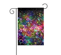 FEYUNYAN Drapeaux de jardin double face 45 x 30 cm, étoiles arc-en-ciel colorées, décoration extérieure vibrante pour terrasse, pelouse, drapeau en polyester durable, bannière décorative résistante