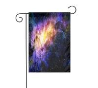 FEYUNYAN Drapeaux de jardin double face 45 x 30 cm, galaxie dans l'univers, décoration extérieure vibrante pour terrasse, pelouse, drapeau en polyester durable toutes saisons, bannière décorative pour