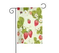 FEYUNYAN Drapeaux de jardin double face 45 x 30 cm, jolie fraise, décoration extérieure vibrante pour terrasse, pelouse, drapeau en polyester durable, bannière décorative résistante aux intempéries
