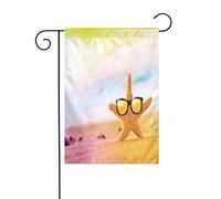 FEYUNYAN Drapeaux de jardin double face 45 x 30 cm, jolies étoiles de mer, lunettes de plage, décoration extérieure vibrante pour terrasse, pelouse, drapeau en polyester durable, bannière décorative