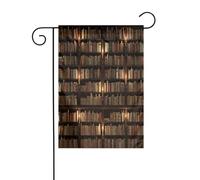 FEYUNYAN Drapeaux de jardin double face 45 x 30 cm, livre de bibliothèque, décoration extérieure vibrante pour terrasse, pelouse, drapeau en polyester durable, bannière décorative résistante aux
