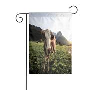 FEYUNYAN Drapeaux de jardin double face 45 x 30 cm, motif vaches de pâturage, décoration extérieure vibrante pour terrasse, pelouse, drapeau en polyester durable, bannière décorative résistante aux