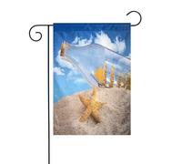 FEYUNYAN Drapeaux de jardin double face 45 x 30 cm, paysage marin en forme de bouteille à souhaits, décoration extérieure vibrante pour terrasse, pelouse, drapeau en polyester durable, bannière