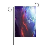 FEYUNYAN Drapeaux de jardin double face 45 x 30 cm, planète spatiale 3D, décoration extérieure vibrante pour terrasse, pelouse, toutes saisons, drapeau en polyester durable, bannière décorative pour
