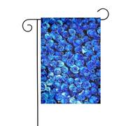 FEYUNYAN Drapeaux de jardin double face 45 x 30 cm, rose bleue, décoration extérieure vibrante pour terrasse, pelouse, drapeau en polyester durable, bannière décorative résistante aux intempéries pour