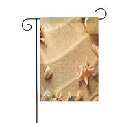 FEYUNYAN Drapeaux de jardin double face 45 x 30 cm, sable de coquillage, décoration extérieure vibrante pour terrasse, pelouse, drapeau en polyester durable, bannière décorative résistante aux