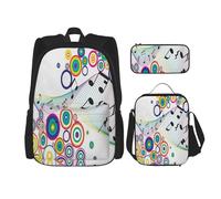 FEYUNYAN Ensemble sac à dos 3 pièces résistant à l'eau, sac à déjeuner isotherme, trousse à crayons de grande capacité, notes de musique dans un sac d'école coloré arc-en-ciel pour voyage, bureau