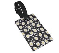 FEYUNYAN Étiquettes à bagages en PVC durable pour valises et sacs, sangle de poignet amovible, porte-étiquette d'identification à fleurs blanches, identificateur de sac de voyage pour aéroport, sac à