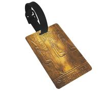FEYUNYAN Étiquettes à bagages en PVC durable pour valises et sacs, sangle de poignet amovible, porte-étiquette d'identification hiéroglyphique égyptienne pour sac de voyage pour aéroport, sac à dos