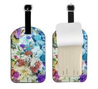 FEYUNYAN Étiquettes de bagage en cuir résistant aux rayures pour valises, poissons sous-marins, étiquettes d'identification de voyage personnalisées pour sacs à dos, sacs avec housse d'intimité