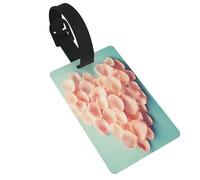 FEYUNYAN Étiquettes de bagage en PVC durable pour valises et sacs, sangle de poignet amovible, porte-étiquette d'identification en forme de cœur, pétales floraux, identificateur de sac de voyage pour