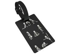 FEYUNYAN Étiquettes de bagage en PVC durable pour valises et sacs, sangle de poignet amovible, porte-étiquette d'identification pour sac de voyage, motif crâne d'amour pour sport, sac à dos pour
