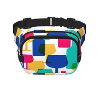 FEYUNYAN Grand sac banane carré, double couche, sac banane en sergé résistant à l'eau avec ceinture réglable et poche antivol pour randonnée, cyclisme, verres à cocktail, bouteilles de vin, 23 x 16 cm