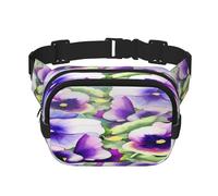 FEYUNYAN Grand sac banane carré, sac banane à double couche, sac en sergé résistant à l'eau avec ceinture réglable et poche antivol pour randonnée, cyclisme, pensée parfaite, 23 x 16 cm, Pansy