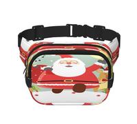 FEYUNYAN Grand sac banane carré, sac banane double couche, sac en sergé résistant à l'eau avec ceinture réglable et poche antivol pour randonnée, cyclisme, Père Noël, 23 x 16 cm, Père Noël, Taille