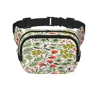 FEYUNYAN Grand sac banane carré, sac banane double couche, sac en sergé résistant à l'eau avec ceinture réglable et poche antivol pour randonnée, cyclisme, belles fleurs, 23 x 16 cm, Beautiful Flowers