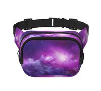 FEYUNYAN Grand sac banane carré, sac banane double couche, sac en sergé résistant à l'eau avec ceinture réglable et poche antivol pour randonnée, cyclisme, galaxie violette et bleue, 23 x 16 cm