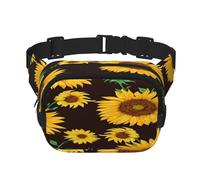 FEYUNYAN Grand sac banane carré, sac banane double couche, sac en sergé résistant à l'eau avec ceinture réglable et poche antivol pour randonnée, cyclisme, beau tournesol, 23 x 16 cm, Magnifique