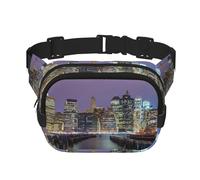 FEYUNYAN Grand sac banane carré, sac banane double couche, sac en sergé résistant à l'eau avec ceinture réglable et poche antivol pour randonnée, cyclisme, New York, 23 x 16 cm, New York City, Taille