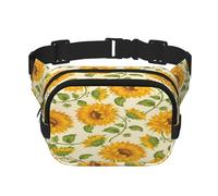 FEYUNYAN Grand sac banane carré, sac banane double couche, sac en sergé résistant à l'eau avec ceinture réglable et poche antivol pour randonnée, cyclisme, beau tournesol jaune, 23 x 16 cm, Magnifique