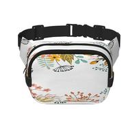 FEYUNYAN Grand sac banane carré, sac banane double couche, sac en sergé résistant à l'eau avec ceinture réglable et poche antivol pour randonnée, cyclisme, fleurs d'été botaniques, 23 x 16 cm, Fleurs
