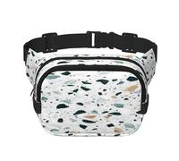 FEYUNYAN Grand sac banane carré, sac banane double couche, sac en sergé résistant à l'eau avec ceinture réglable et poche antivol pour randonnée, cyclisme, marbre pastel Terrazzo, 23 x 16 cm, Terrazzo