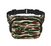 FEYUNYAN Grand sac banane carré, sac banane double couche, sac en sergé résistant à l'eau avec ceinture réglable et poche antivol pour randonnée, cyclisme, camouflage vert, 23 x 16 cm, vert camouflage