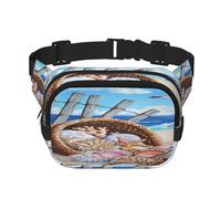 FEYUNYAN Grand sac banane carré, sac banane double couche, sac en sergé résistant à l'eau avec ceinture réglable et poche antivol pour randonnée, cyclisme, plage, mouette, 23 x 16 cm, Mouette volante