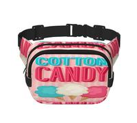 FEYUNYAN Grand sac banane carré, sac banane double couche, sac en sergé résistant à l'eau avec ceinture réglable et poche antivol pour randonnée, cyclisme, barbe à papa, 23 x 16 cm, cotton candy