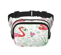 FEYUNYAN Grand sac banane carré, sac banane double couche, sac en sergé résistant à l'eau avec ceinture réglable et poche antivol pour randonnée, cyclisme, botanique flamant rose, 23 x 16 cm