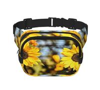 FEYUNYAN Grand sac banane carré, sac banane double couche, sac en sergé résistant à l'eau avec ceinture réglable et poche antivol pour randonnée, cyclisme, beau tournesol, 23 x 16 cm, Magnifique