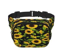 FEYUNYAN Grand sac banane carré, sac banane double couche, sac en sergé résistant à l'eau avec ceinture réglable et poche antivol pour randonnée, cyclisme, beau tournesol, 23 x 16 cm, Magnifique