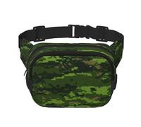 FEYUNYAN Grand sac banane carré, sac banane double couche, sac en sergé résistant à l'eau avec ceinture réglable et poche antivol pour randonnée, cyclisme, camouflage militaire vert, 23 x 16 cm