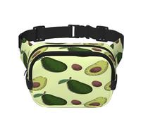 FEYUNYAN Grand sac banane carré, sac banane double couche, sac en sergé résistant à l'eau avec ceinture réglable et poche antivol pour randonnée, cyclisme, avocat, 23 x 16 cm, Fruits d'avocat., Taille