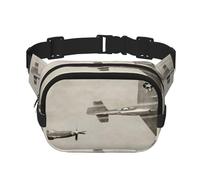 FEYUNYAN Grand sac banane carré, sac banane double couche, sac en sergé résistant à l'eau avec ceinture réglable et poche antivol pour randonnée, cyclisme, avion de la Seconde Guerre mondiale, 23 x 16