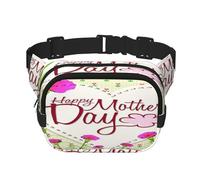 FEYUNYAN Grand sac banane carré, sac banane double couche, sac en sergé résistant à l'eau avec ceinture réglable et poche antivol pour randonnée, cyclisme, fête des mères, 23 x 16 cm, Happy Mother's