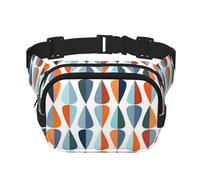 FEYUNYAN Grand sac banane carré, sac banane double couche, sac en sergé résistant à l'eau avec ceinture réglable et poche antivol pour randonnée, cyclisme, formes modernes du milieu du siècle, 23 x 16