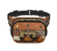 FEYUNYAN Grand sac banane carré, sac banane double couche, sac en sergé résistant à l'eau avec ceinture réglable et poche antivol pour randonnée, cyclisme, collection guitare, 23 x 16 cm, Collection