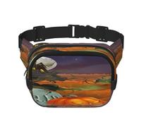 FEYUNYAN Grand sac banane carré, sac banane double couche, sac en sergé résistant à l'eau avec ceinture réglable et poche antivol pour randonnée, cyclisme, Halloween, 23 x 16 cm, Happy-Halloween