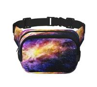 FEYUNYAN Grand sac banane carré, sac banane double couche, sac en sergé résistant à l'eau avec ceinture réglable et poche antivol pour randonnée, cyclisme, galaxie dans l'univers, 23 x 16 cm, Galaxie