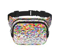 FEYUNYAN Grand sac banane carré, sac banane double couche, sac en sergé résistant à l'eau avec ceinture réglable et poche antivol pour randonnée, cyclisme, pois colorés, 23 x 16 cm, Art à pois colorés