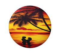 FEYUNYAN Insigne durable pour vestes, sacs, cadeaux, badges de collection en fer blanc vif pour événements, enseignants, amis, couple sur la plage, coucher de soleil rond, alternative aux patchs