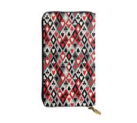FEYUNYAN Long portefeuille en cuir de qualité supérieure pour femme, organiseur de cartes d'identité avec poche zippée, sac à main à motif de losange à carreaux, long portefeuille pour femme (voyage